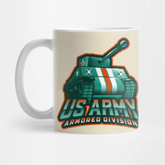 US Army Armored Division Tank by Tip Top Tee's